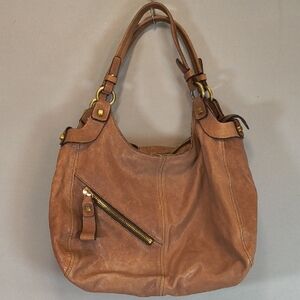 Luana Brown Leather Shoulder Bag Gold Accents
